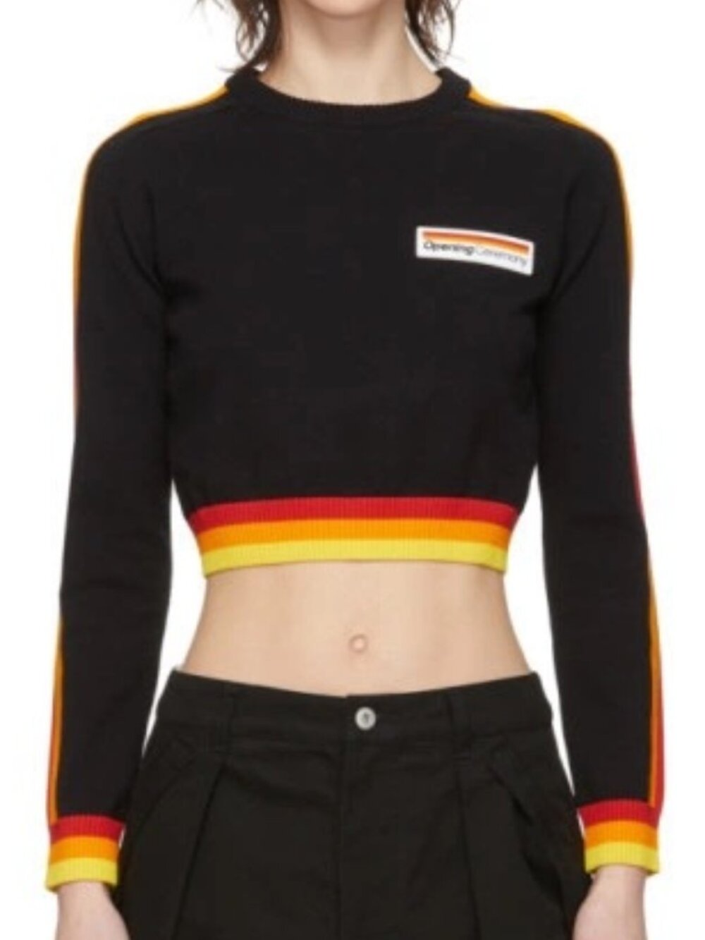 Opening Ceremony, Black Cropped Stripe Sweater | Size: S